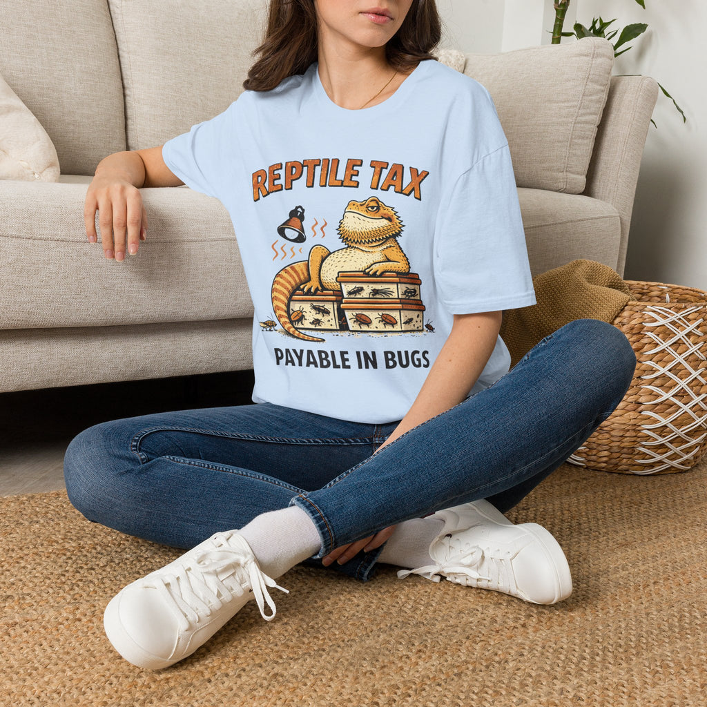Reptile Tax T-Shirt — “Payable in Bugs” Bearded Dragon Tee