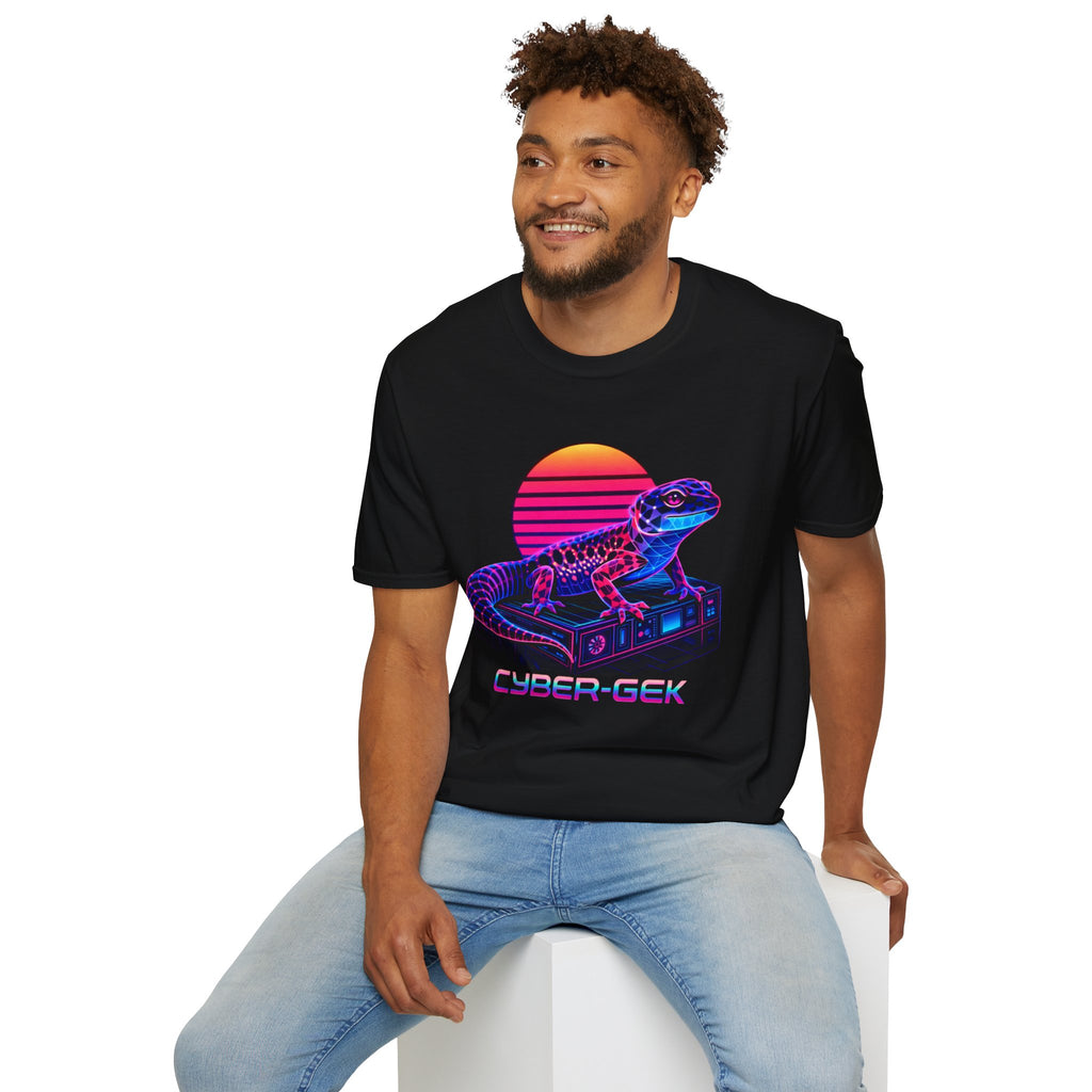Cyber Gek Lizard Tee — Retro Neon Vaporwave Graphic T-Shirt