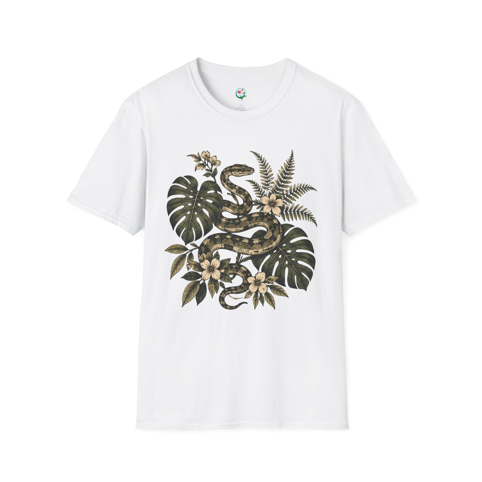 Botanical Snake Graphic T-Shirt | Vintage Floral Reptile Tee