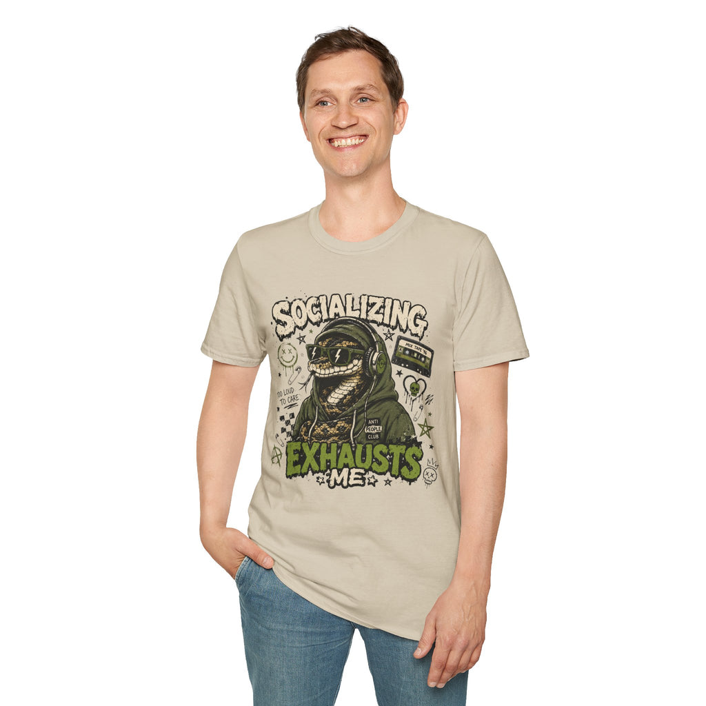 Socializing Exhausts Me T-Shirt — Funny Introvert Graphic Tee