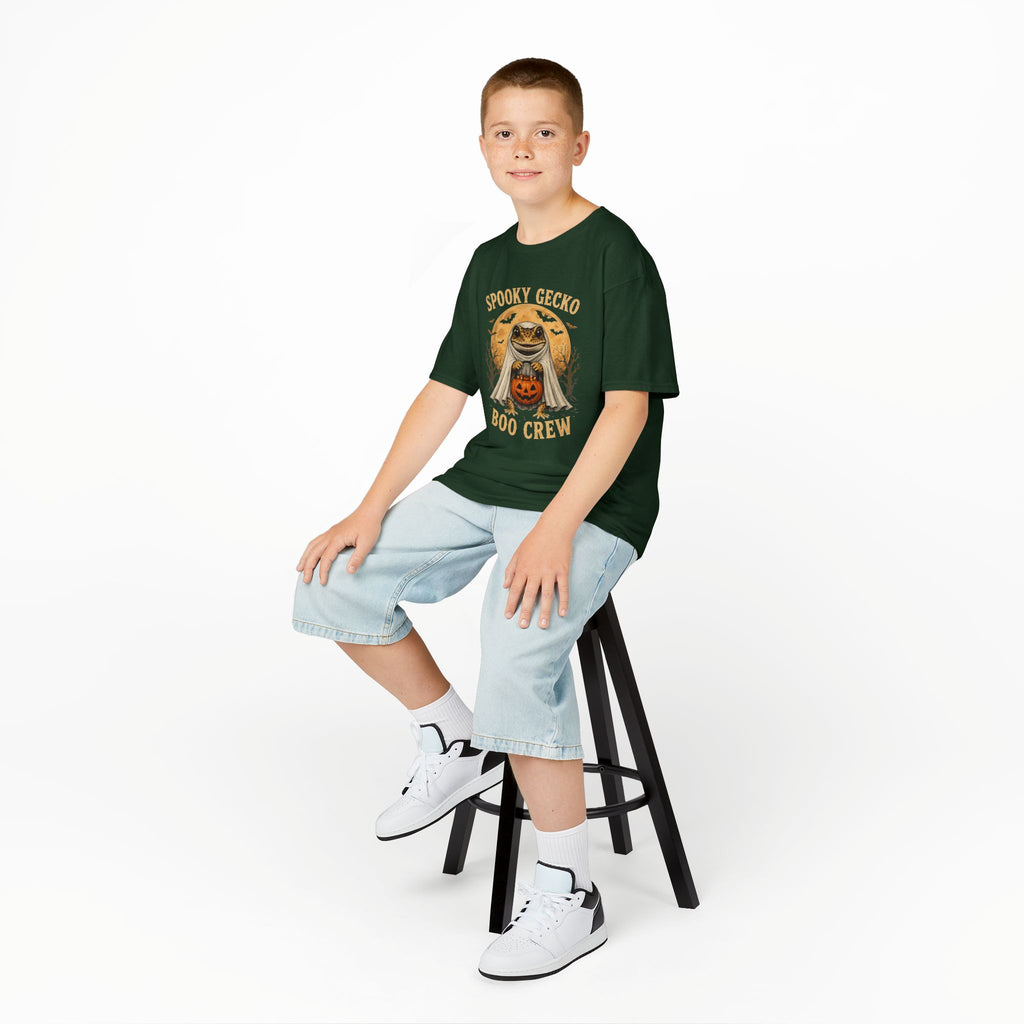Kids Halloween T‑Shirt — "Spooky Gecko Boo Crew" Pumpkin Ghost Tee