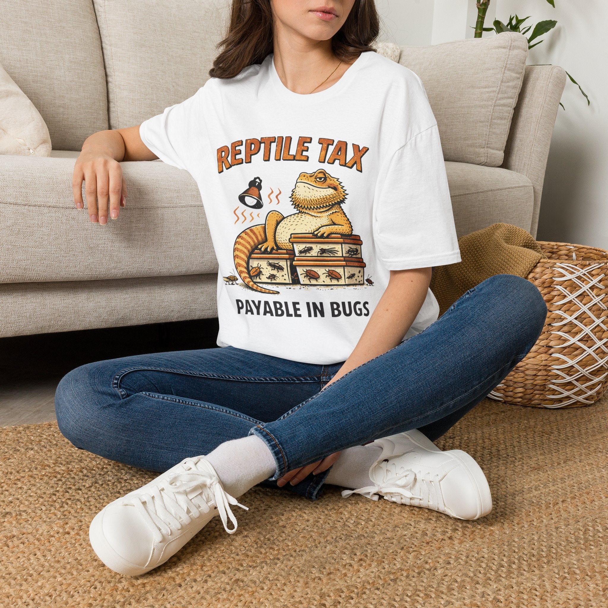 Reptile Tax T-Shirt — “Payable in Bugs” Bearded Dragon Tee