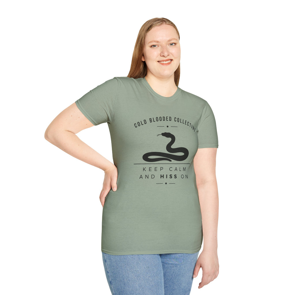 Cold Blooded Collective Snake T-Shirt — "Keep Calm and Hiss On" Graphic Tee