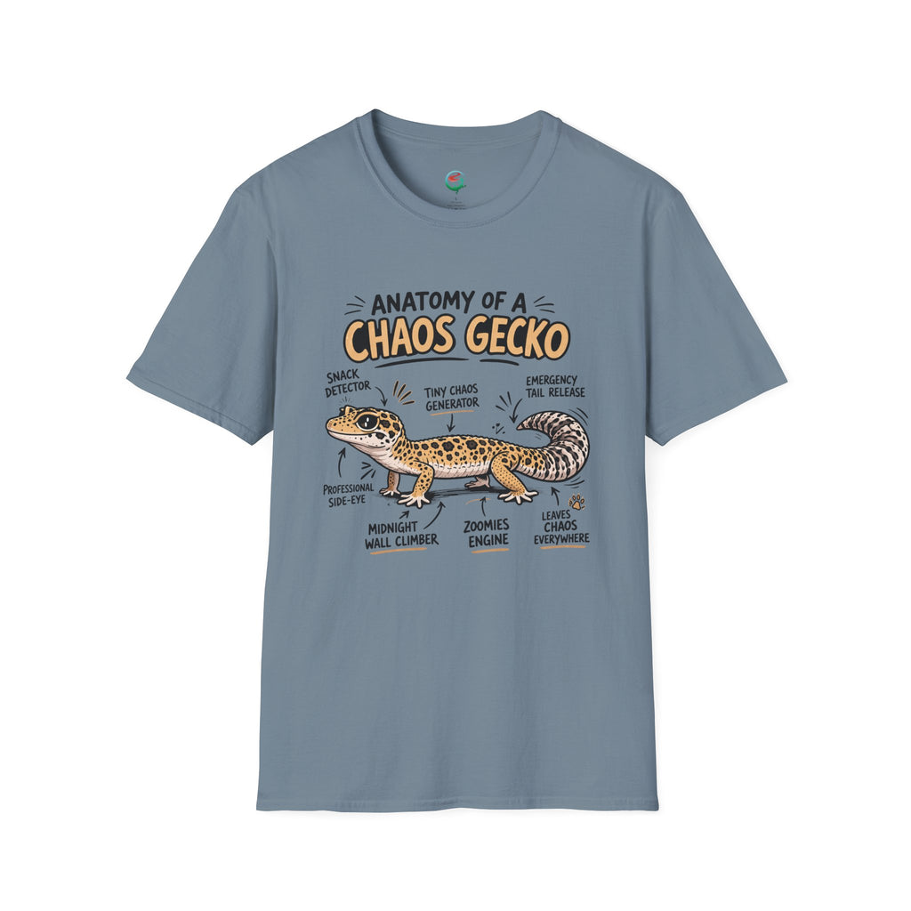 Chaos Gecko Anatomy T-Shirt — Funny Leopard Gecko Pet Owner Tee