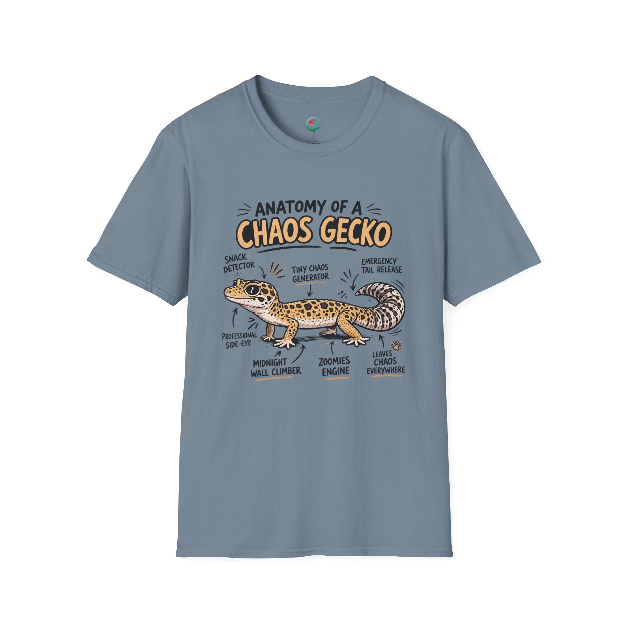 Chaos Gecko Anatomy T-Shirt — Funny Leopard Gecko Pet Owner Tee