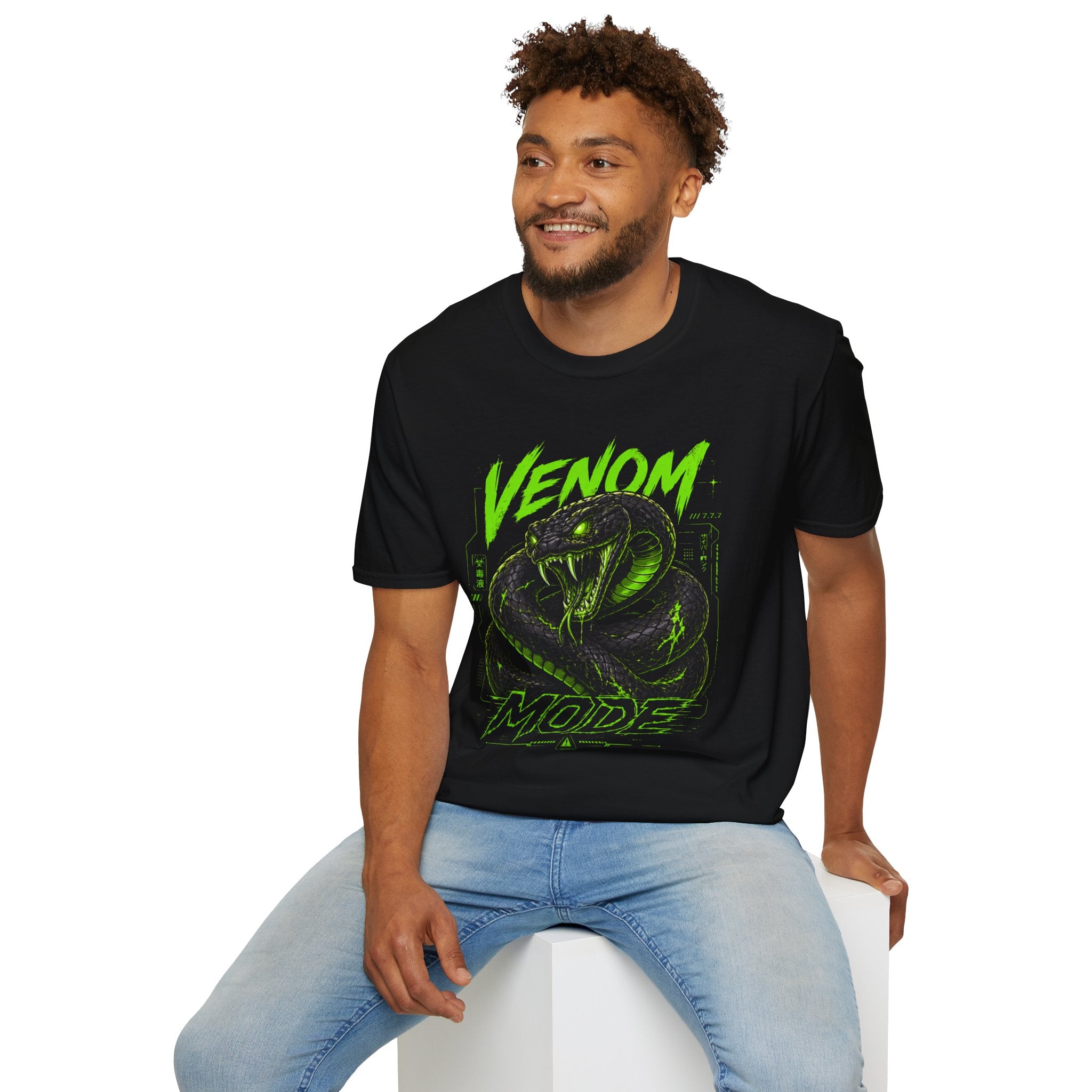 Venom Mode Graphic T-Shirt — Neon Green Snake Illustration