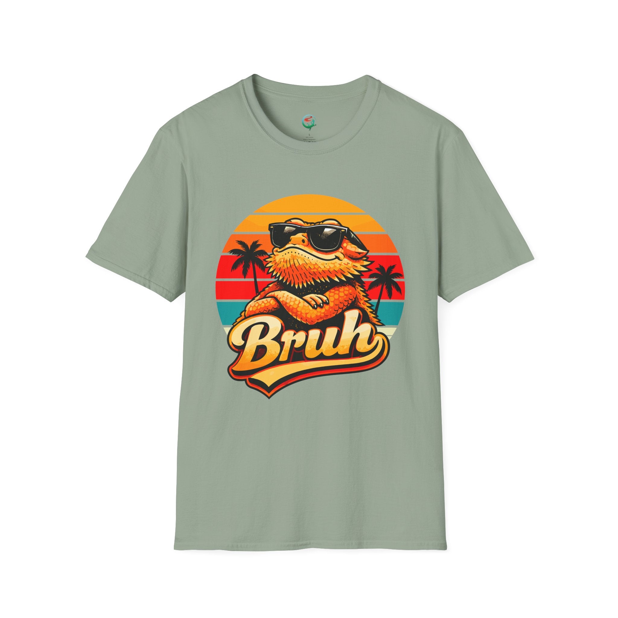 Bearded Dragon 'Bruh' Tee — Retro Sunset Lizard T-Shirt
