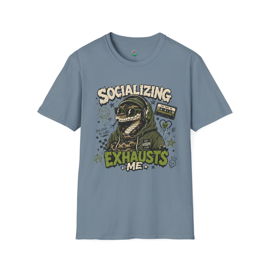 Socializing Exhausts Me T-Shirt — Funny Introvert Graphic Tee