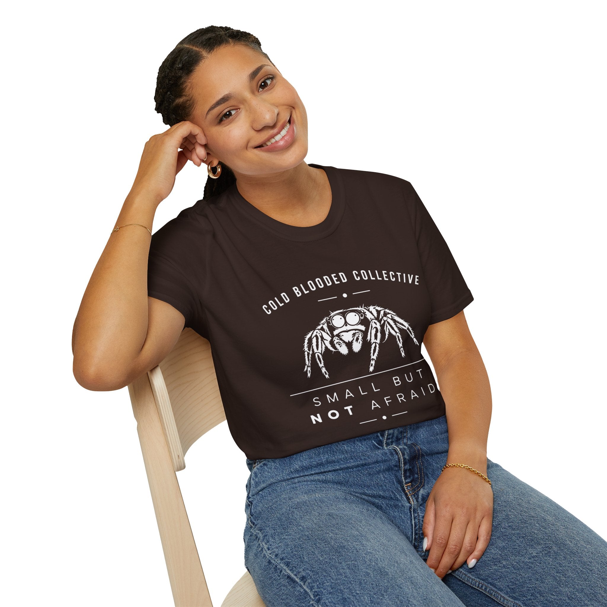 Jumping Spider T‑Shirt — "Cold Blooded Collective: Small But Not Afraid"