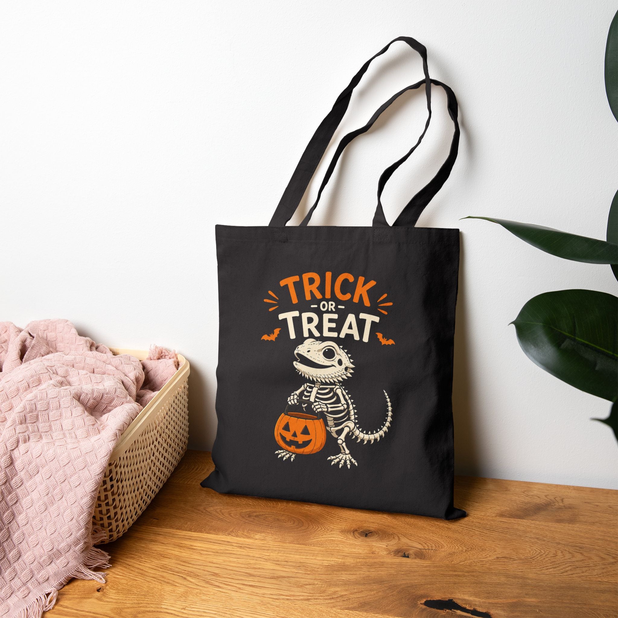 Trick or Treat Bearded Dragon Tote Bag | Halloween Reptile Bag
