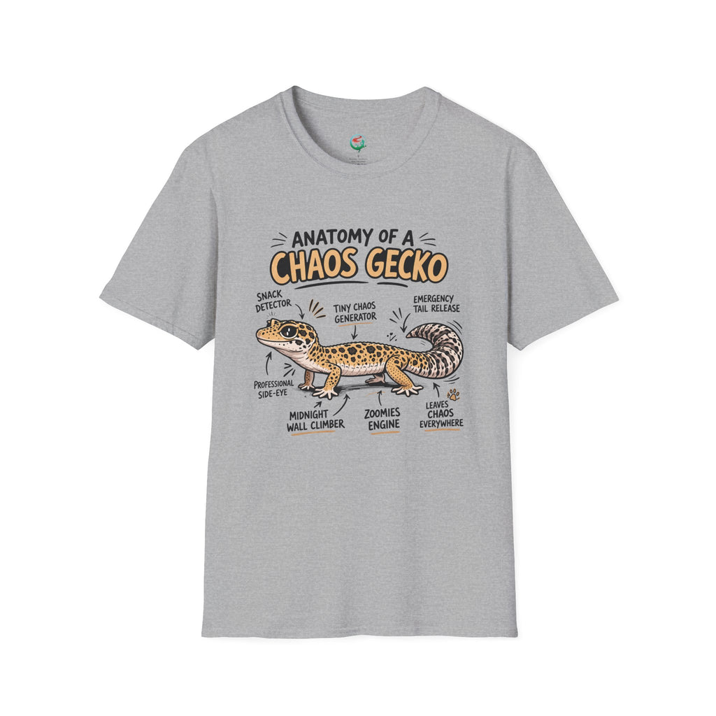 Chaos Gecko Anatomy T-Shirt — Funny Leopard Gecko Pet Owner Tee