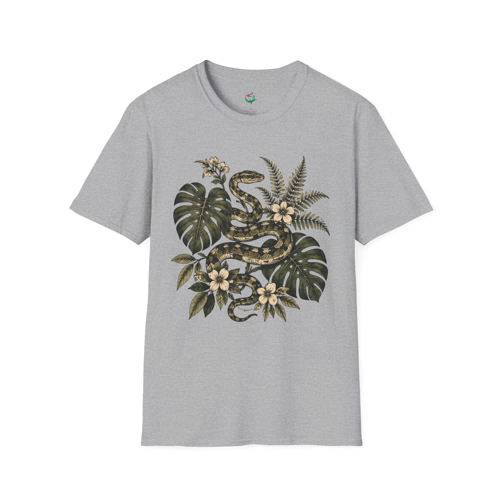 Botanical Snake Graphic T-Shirt | Vintage Floral Reptile Tee