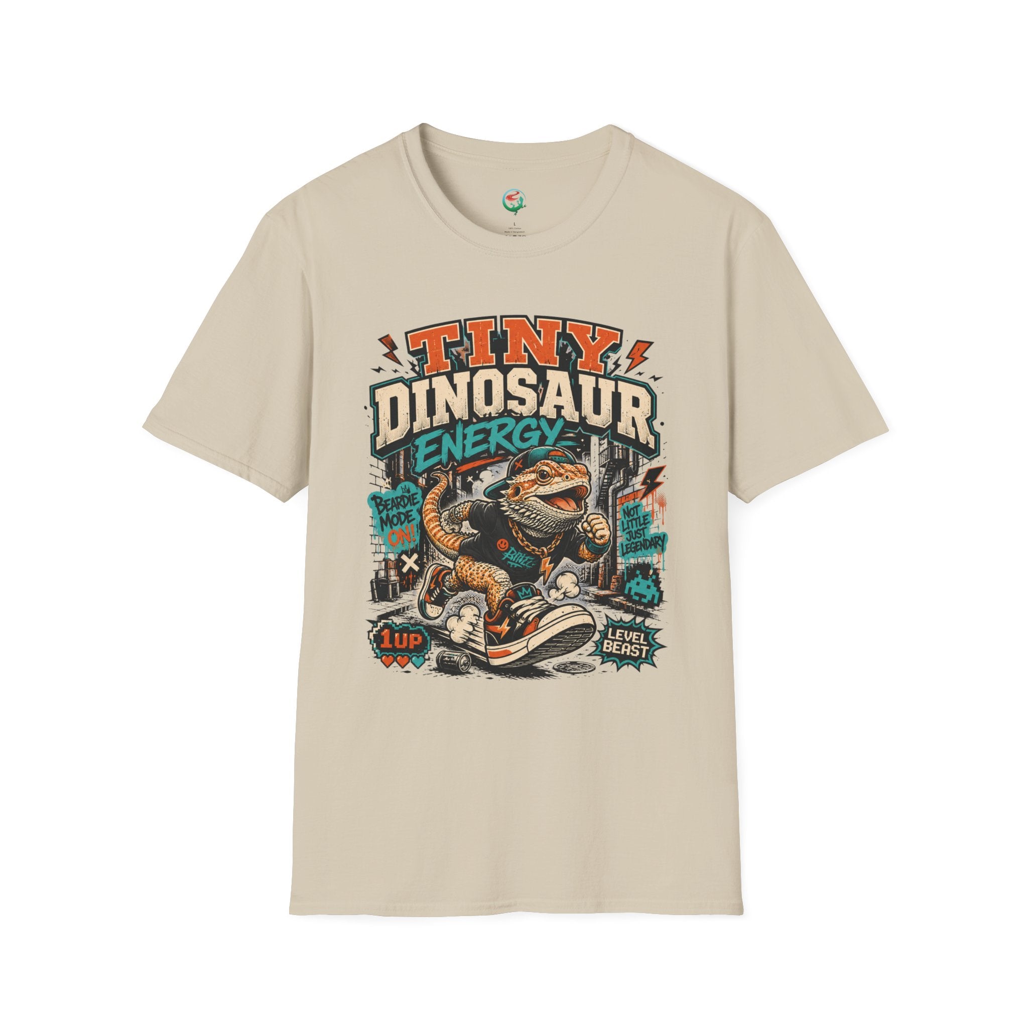 Tiny Dinosaur Energy Bearded Dragon Retro Graphic T-Shirt