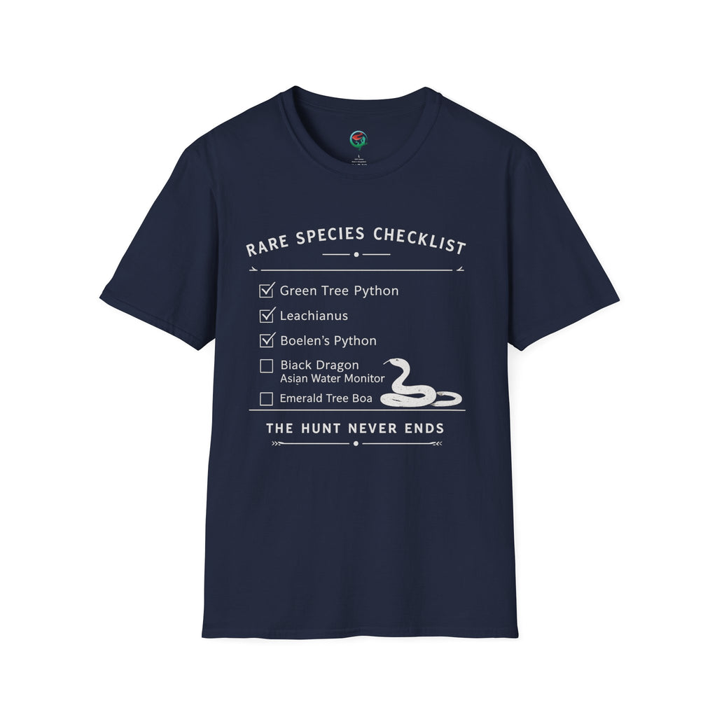 Rare Species Checklist – The Hunt Never Ends Reptile T-Shirt