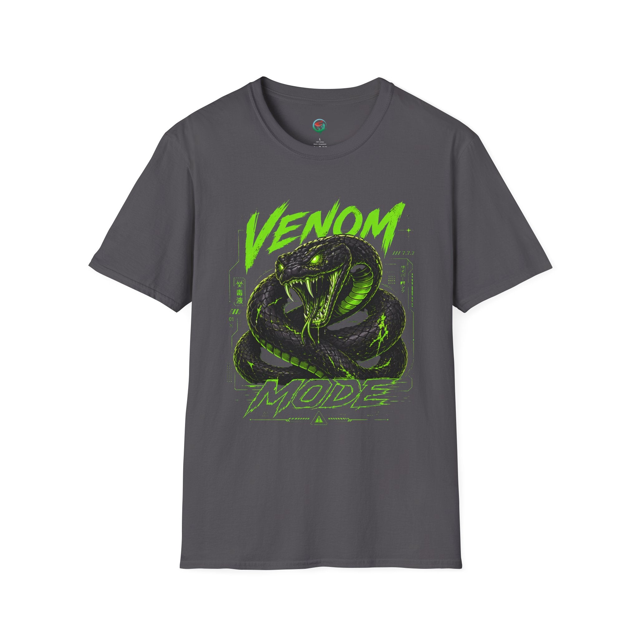 Venom Mode Graphic T-Shirt — Neon Green Snake Illustration