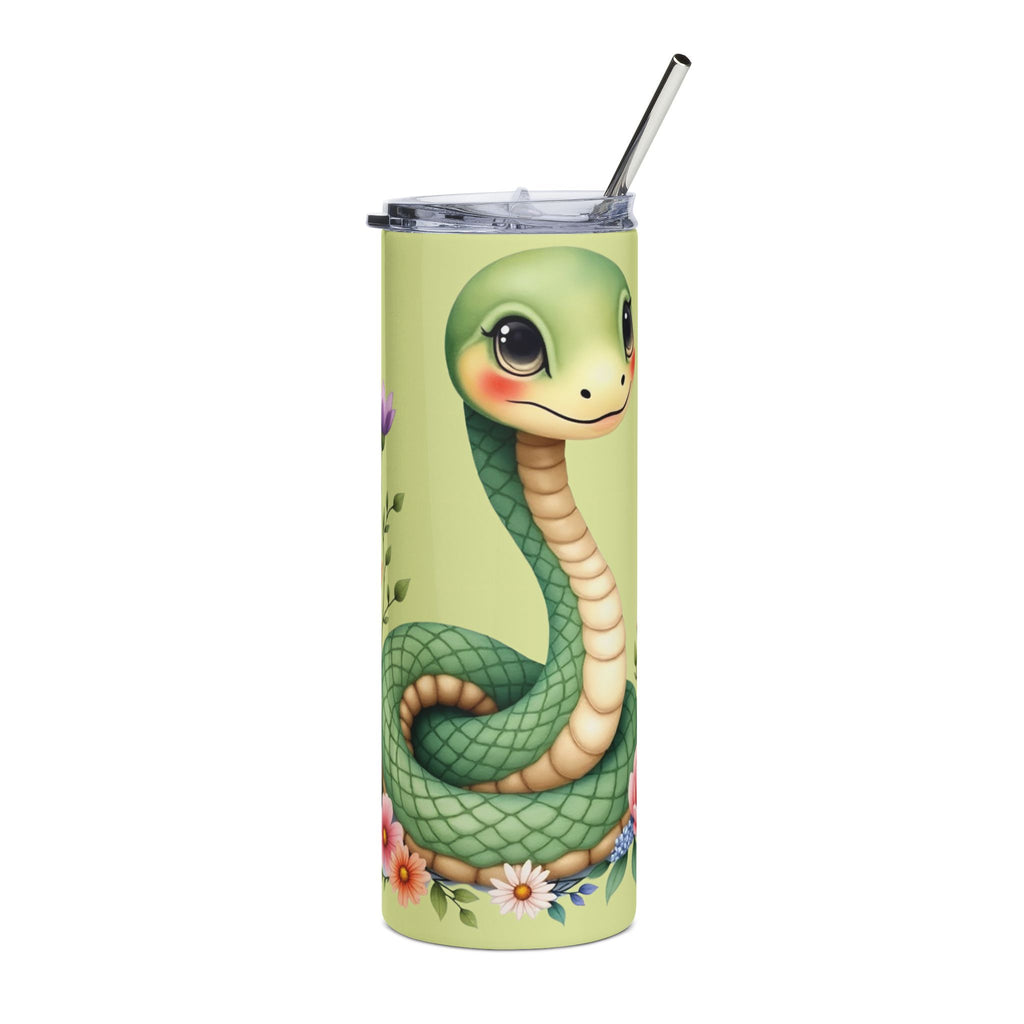 Cute Snake Floral 20oz Stainless Tumbler