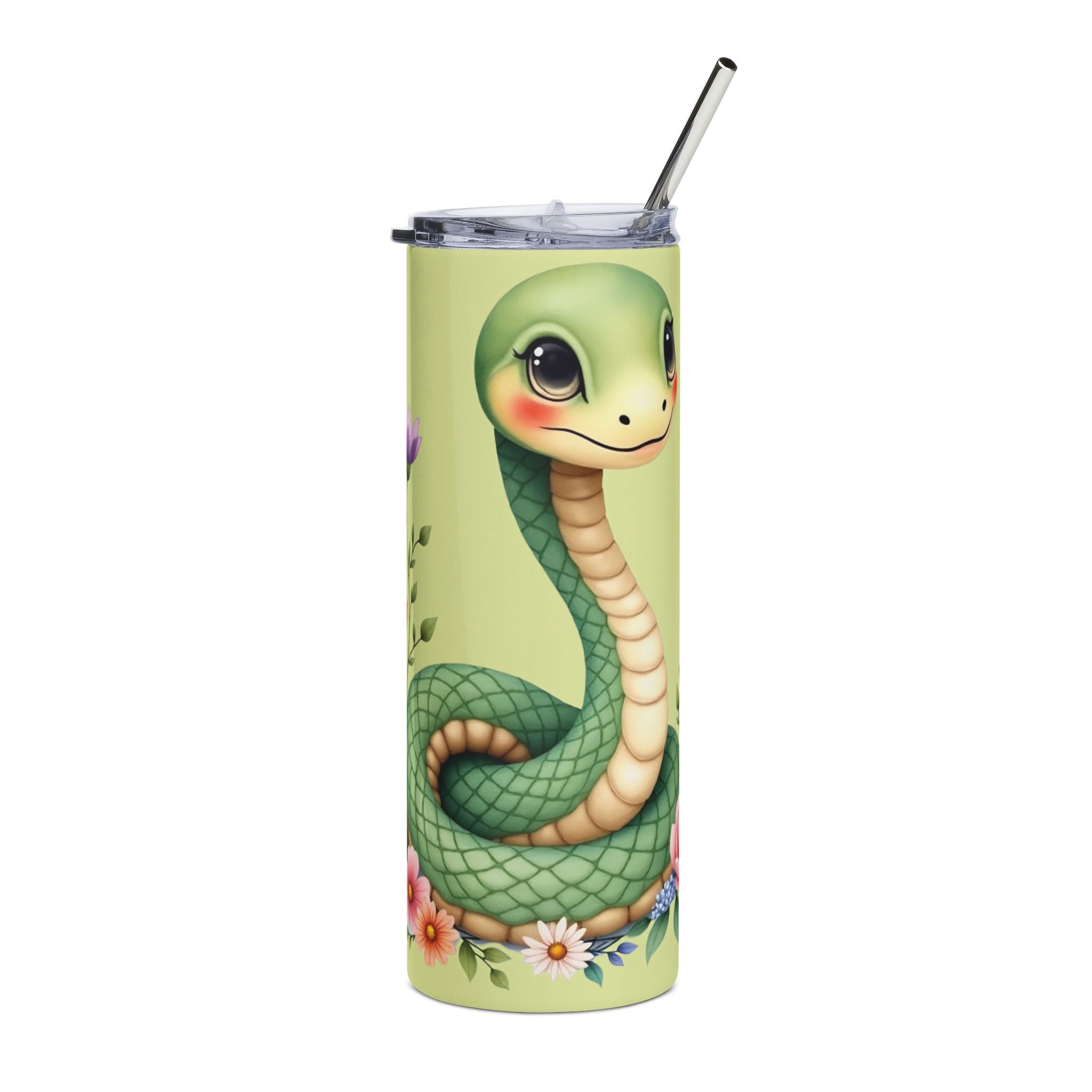 Cute Snake Floral 20oz Stainless Tumbler