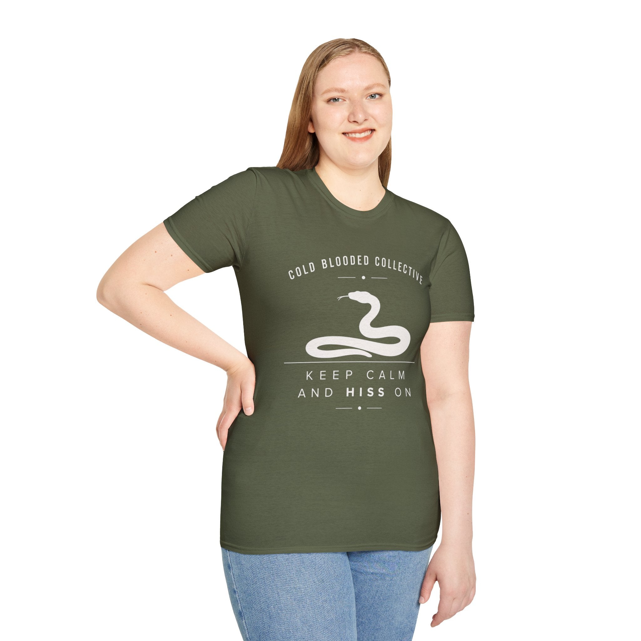 Cold Blooded Collective Snake T-Shirt — "Keep Calm and Hiss On" Graphic Tee