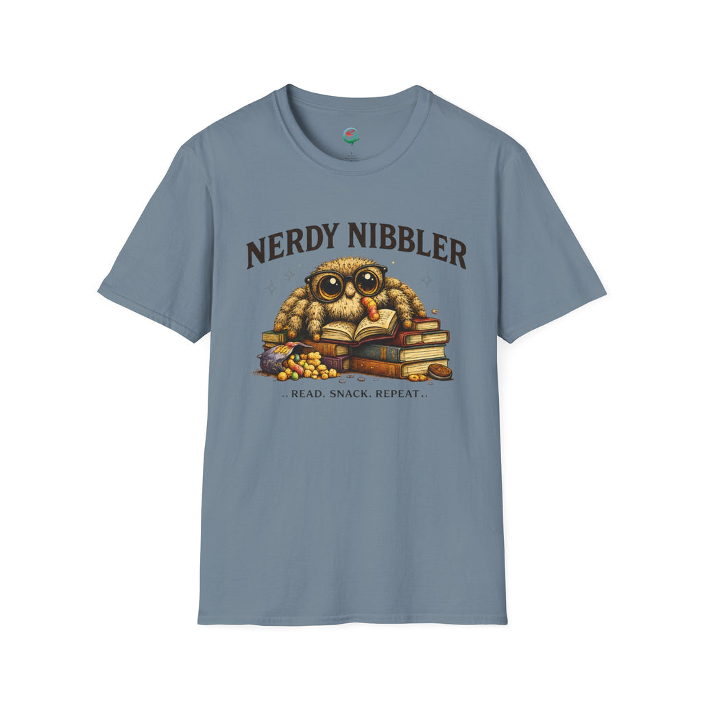 Nerdy Nibbler – Read. Snack. Repeat. Jumping Spider Graphic T-Shirt
