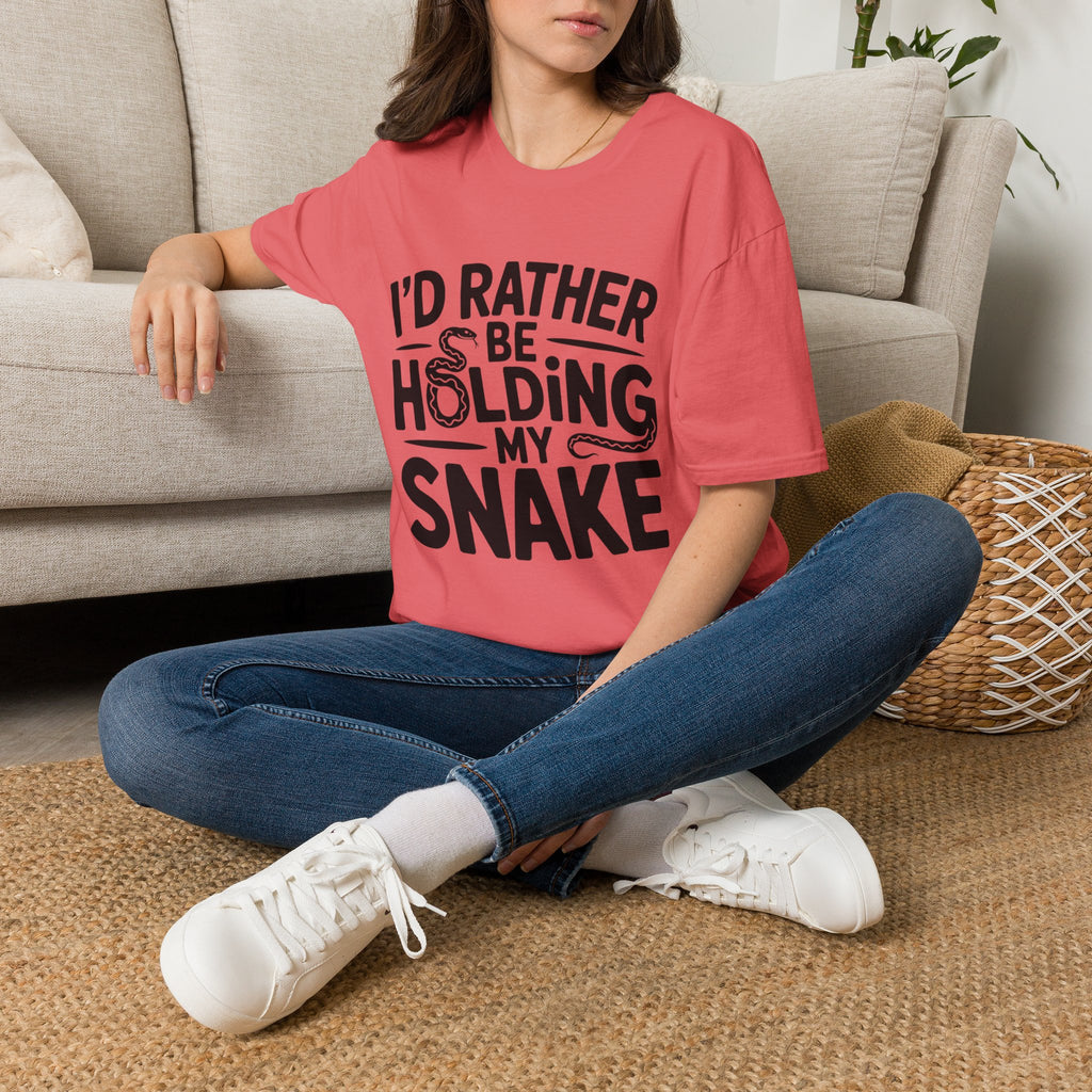 Snake Lover T-Shirt — "I'd Rather Be Holding My Snake" Graphic Tee