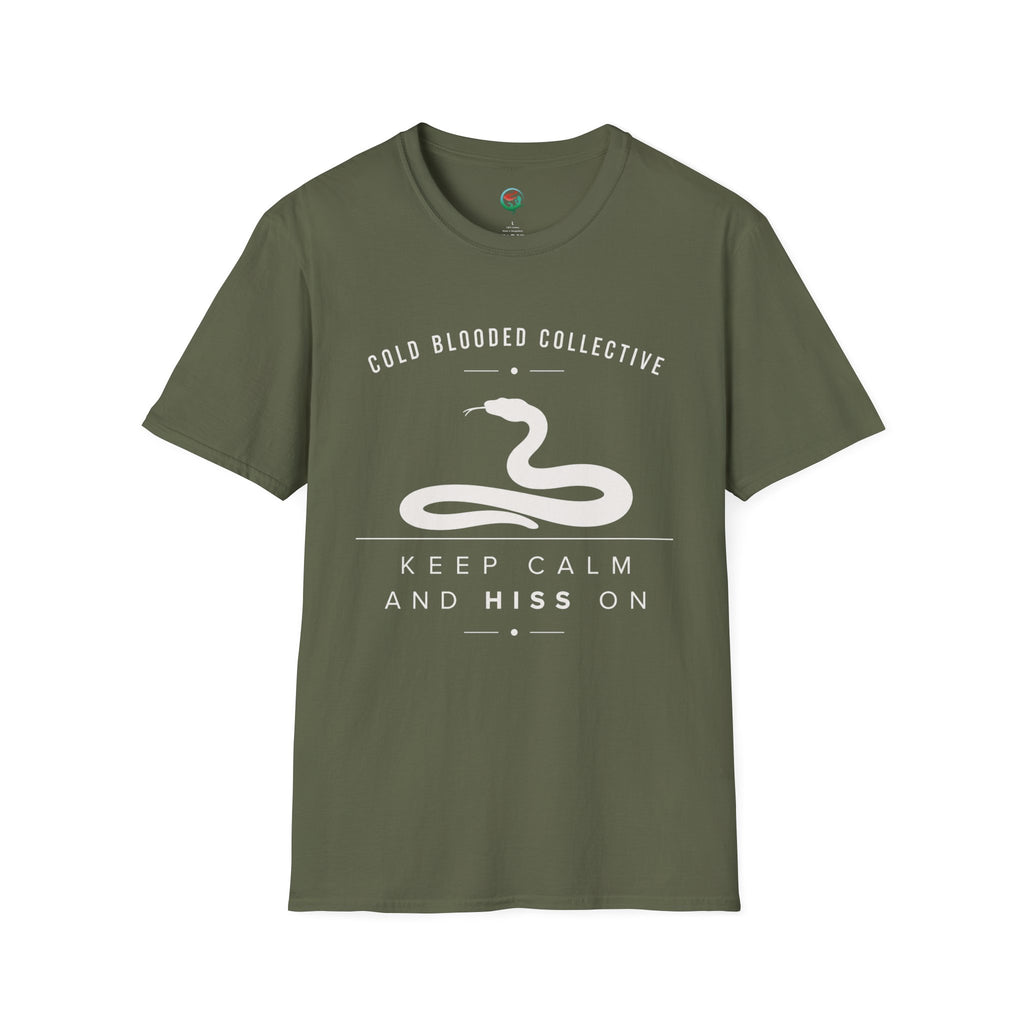 Cold Blooded Collective Snake T-Shirt — "Keep Calm and Hiss On" Graphic Tee