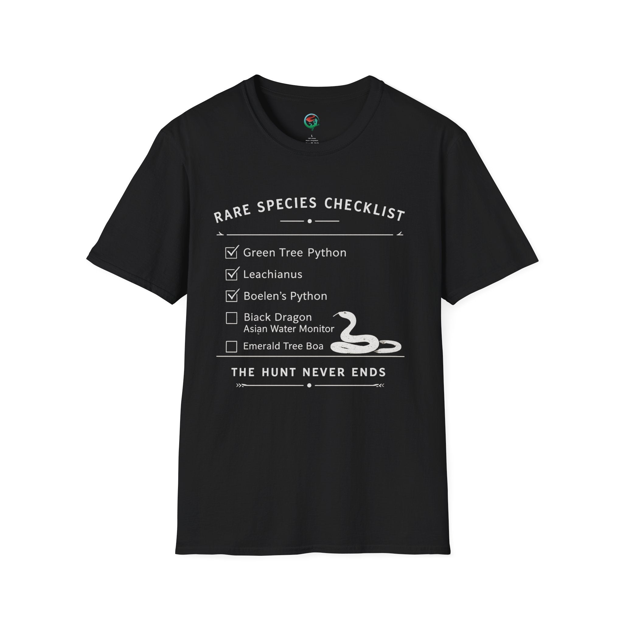 Rare Species Checklist – The Hunt Never Ends Reptile T-Shirt