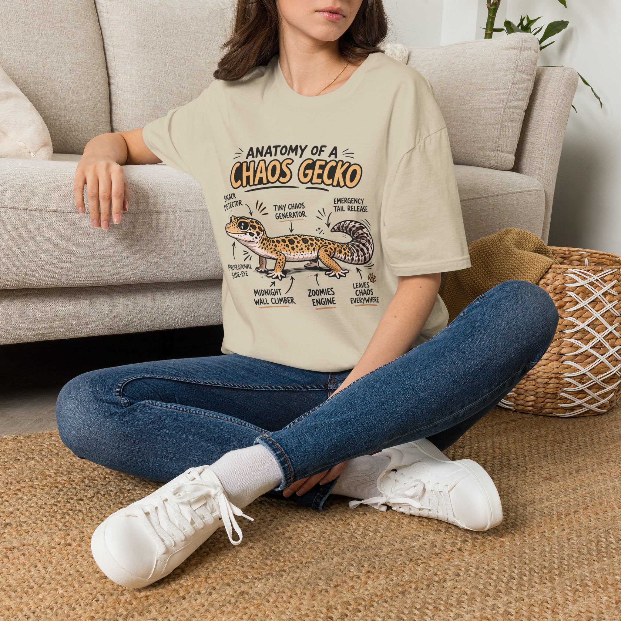 Chaos Gecko Anatomy T-Shirt — Funny Leopard Gecko Pet Owner Tee