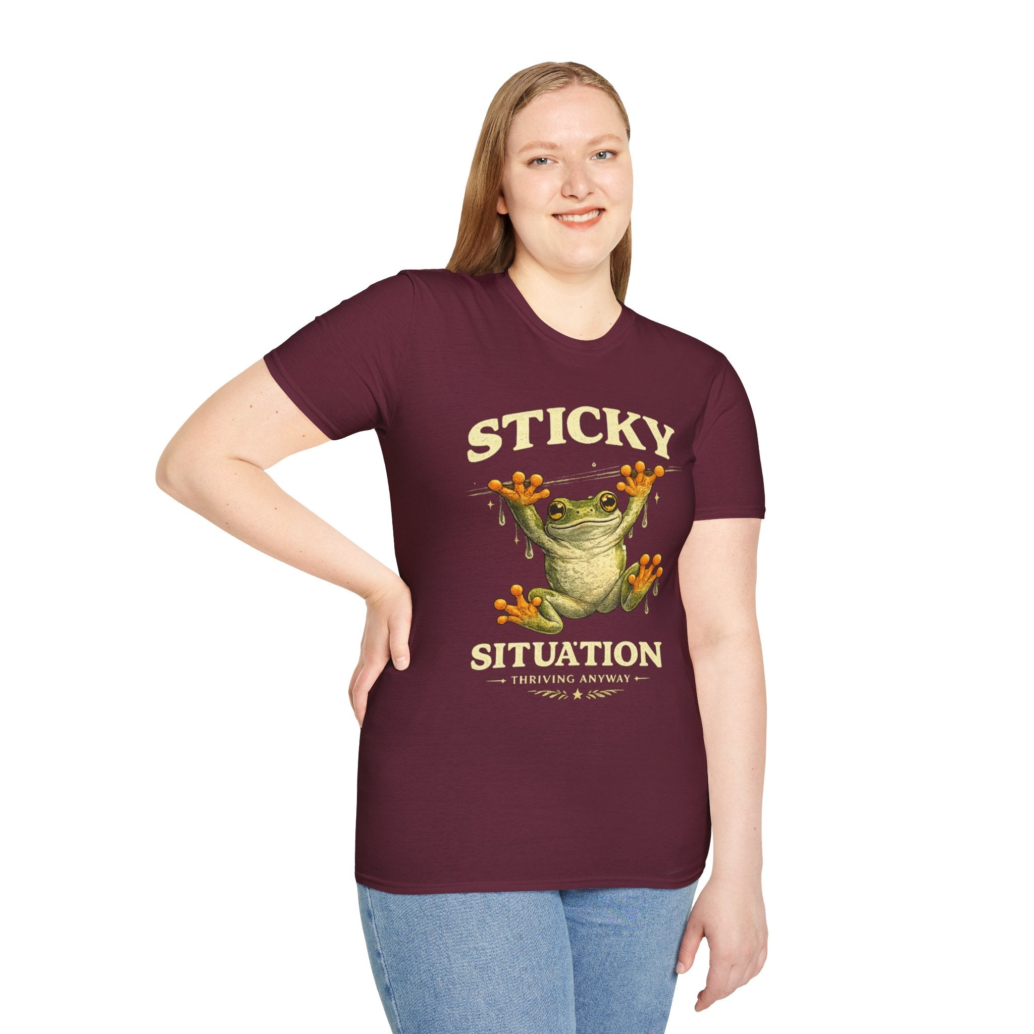 Sticky Situation – Thriving Anyway Frog Graphic T-Shirt