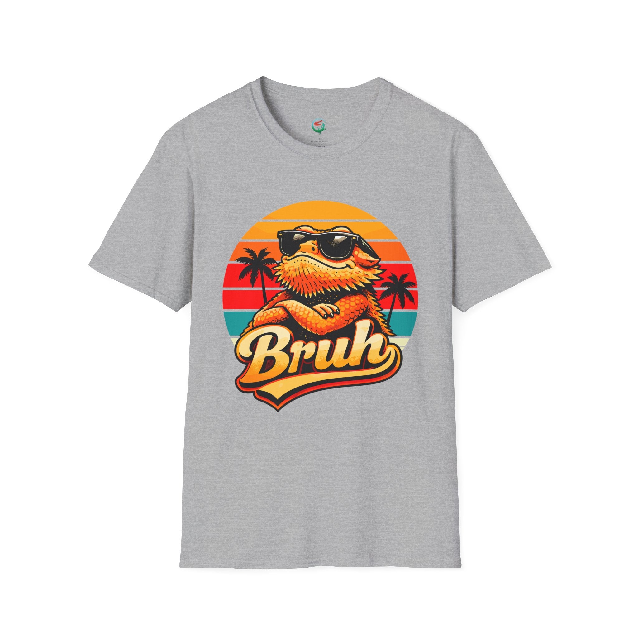 Bearded Dragon 'Bruh' Tee — Retro Sunset Lizard T-Shirt