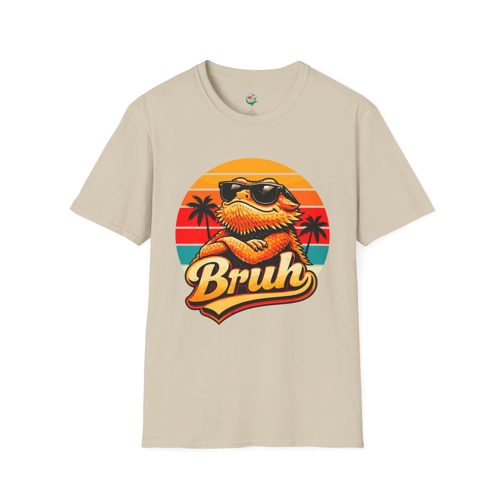 Bearded Dragon 'Bruh' Tee — Retro Sunset Lizard T-Shirt