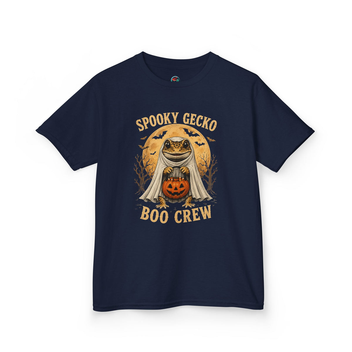Kids Halloween T‑Shirt — "Spooky Gecko Boo Crew" Pumpkin Ghost Tee