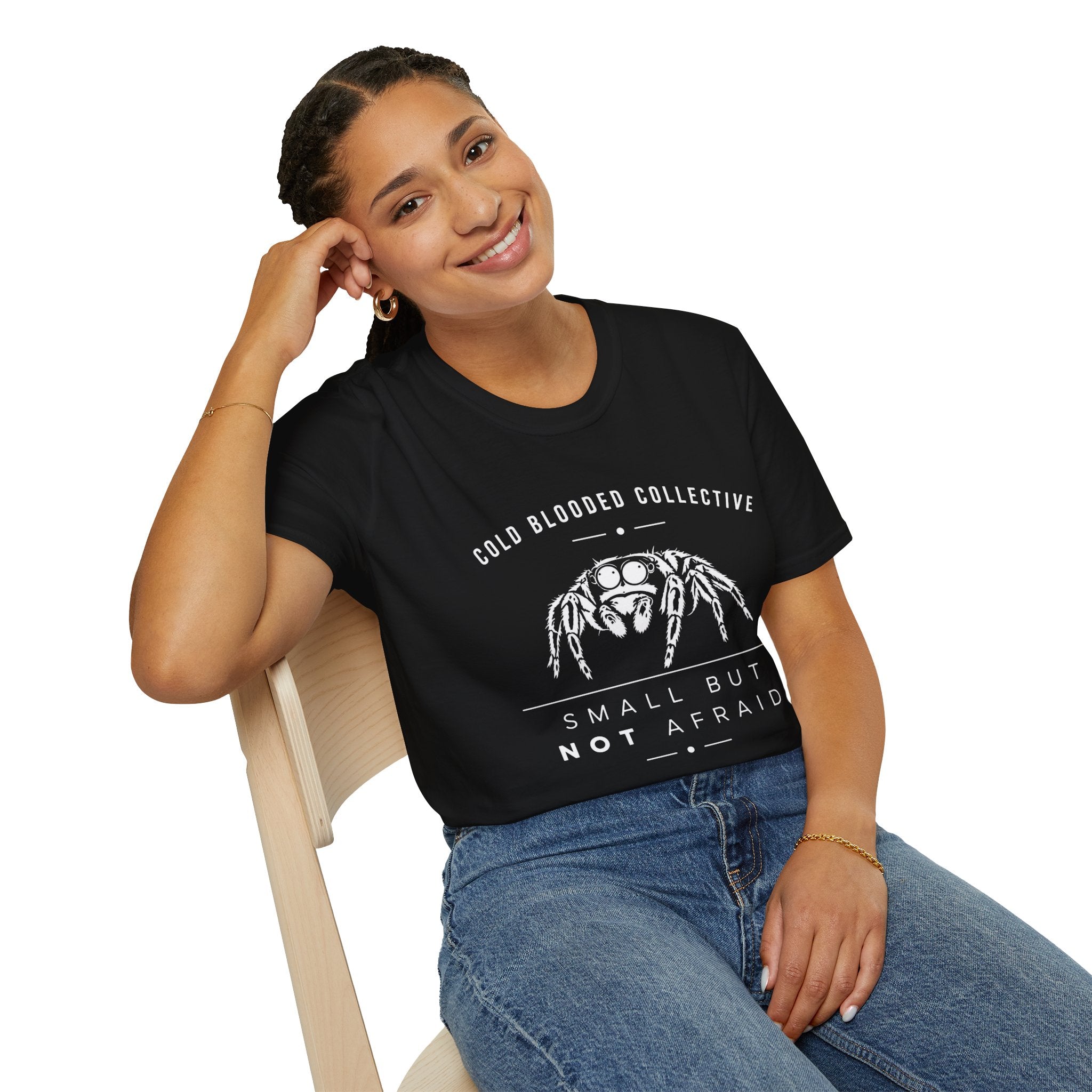 Jumping Spider T‑Shirt — "Cold Blooded Collective: Small But Not Afraid"