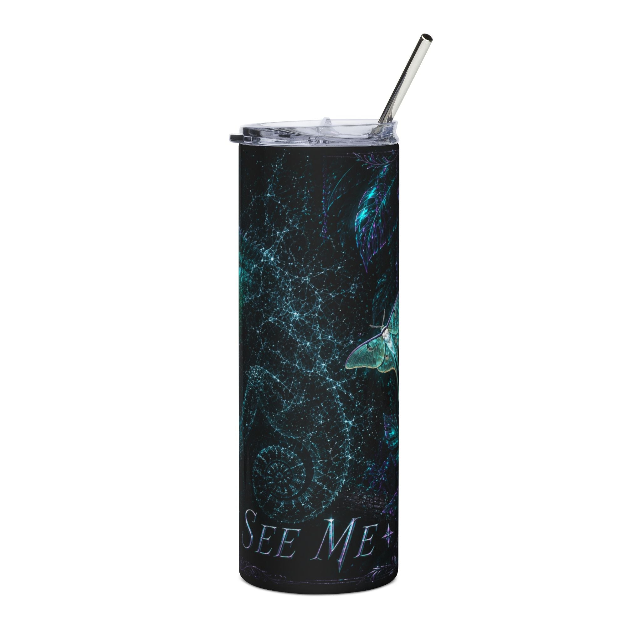 20oz Stainless Steel Tumbler — Iridescent Chameleon Night Design