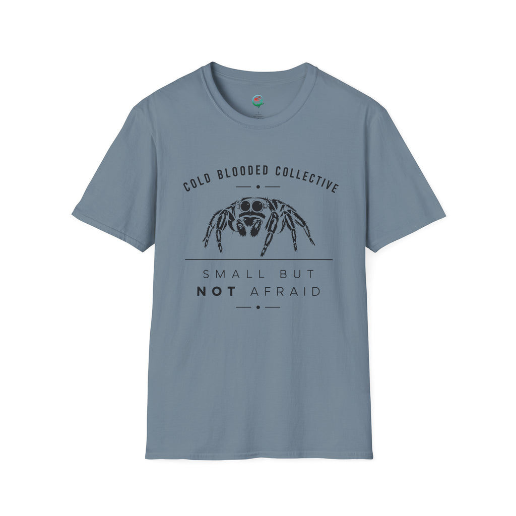 Jumping Spider T‑Shirt — "Cold Blooded Collective: Small But Not Afraid"