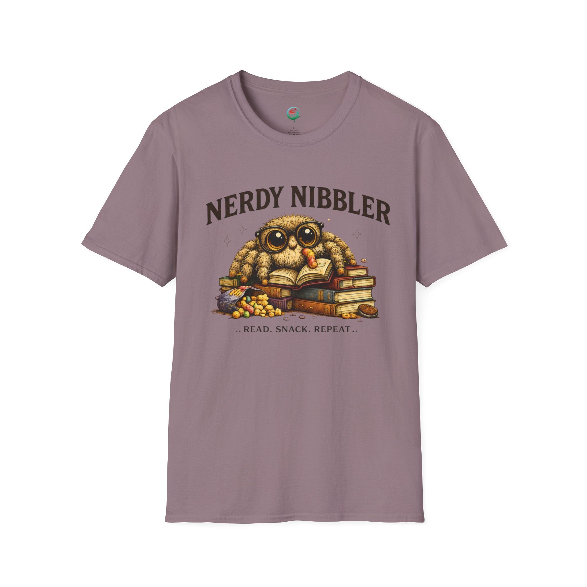 Nerdy Nibbler – Read. Snack. Repeat. Jumping Spider Graphic T-Shirt