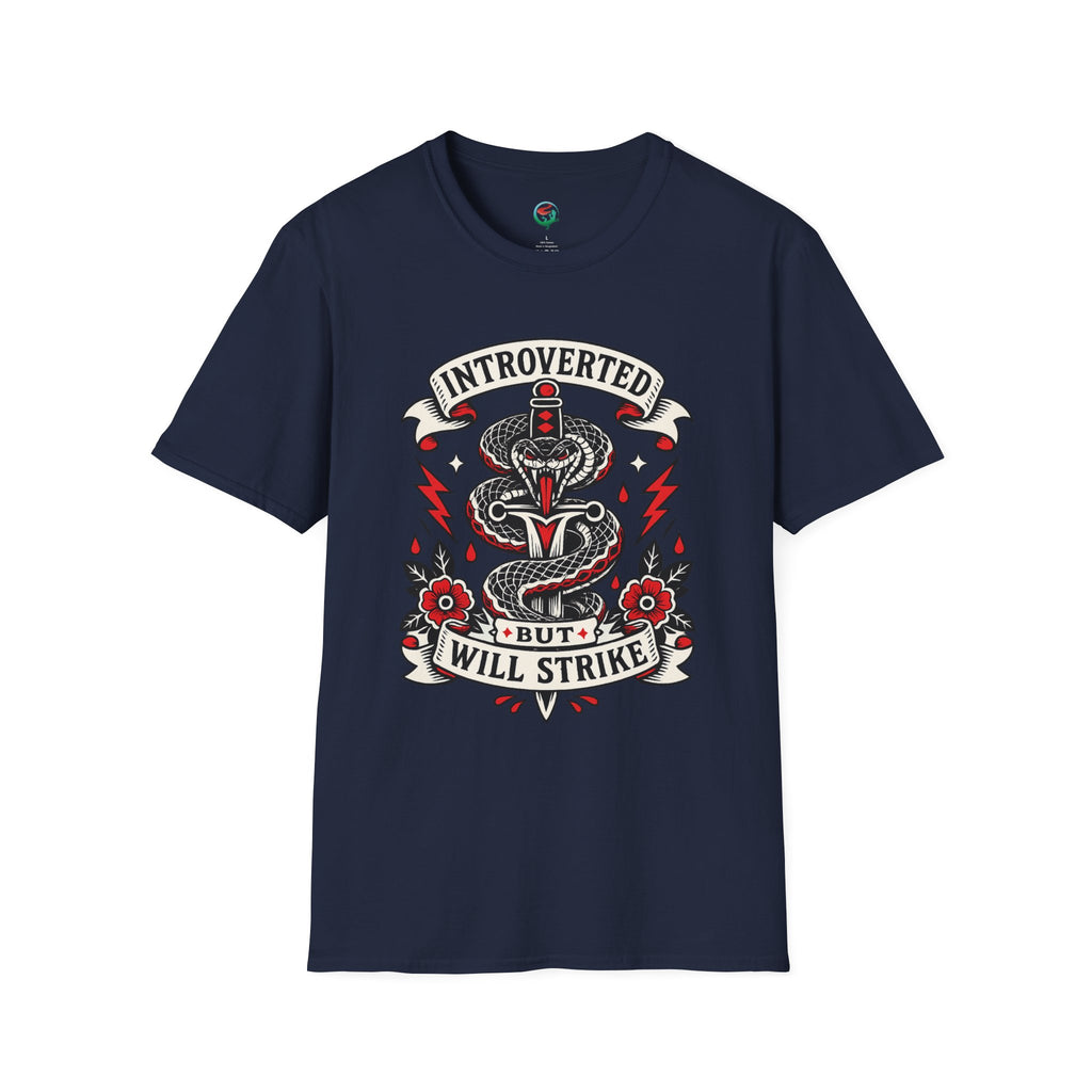 Introverted But Will Strike T-Shirt — Retro Snake Dagger Graphic Tee