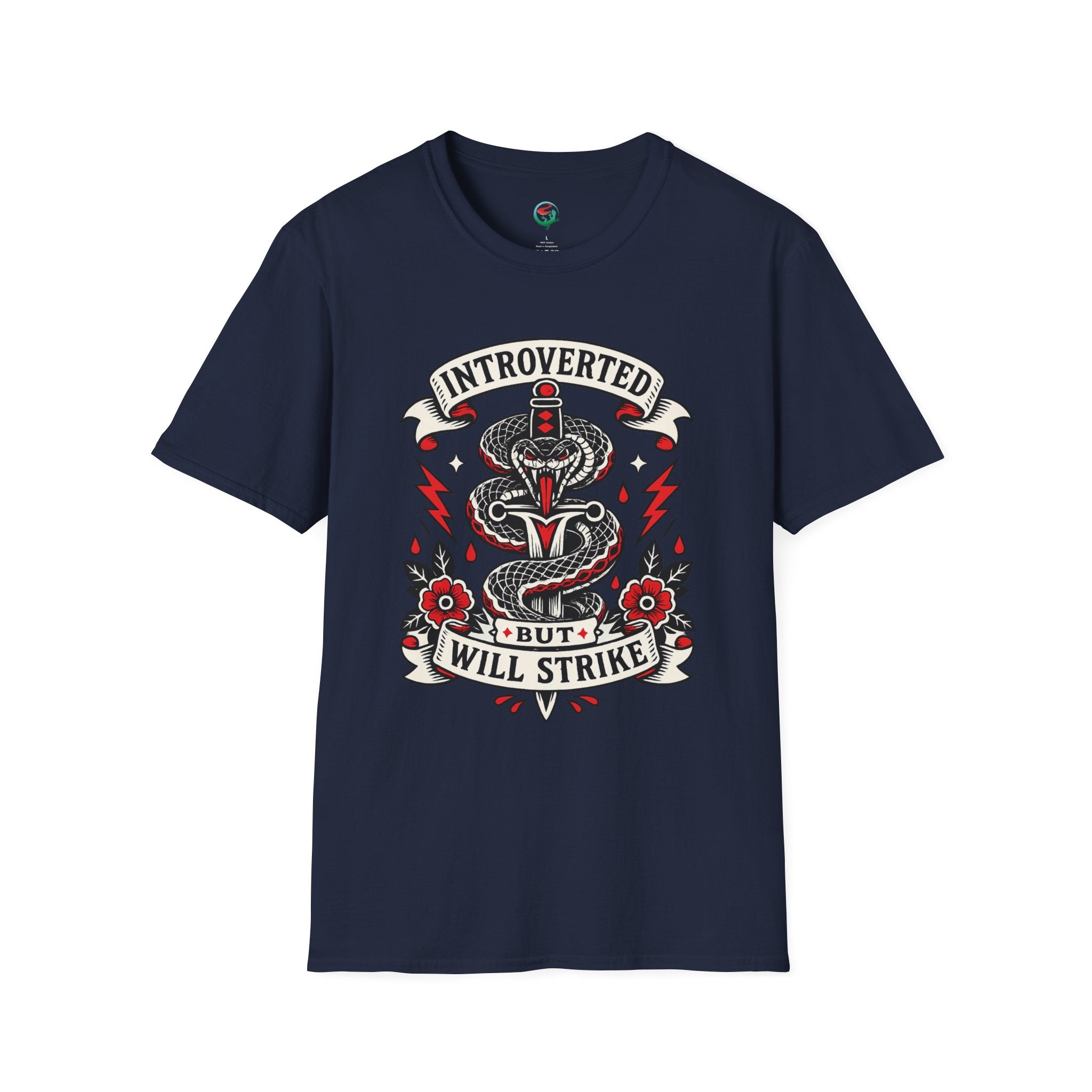Introverted But Will Strike T-Shirt — Retro Snake Dagger Graphic Tee