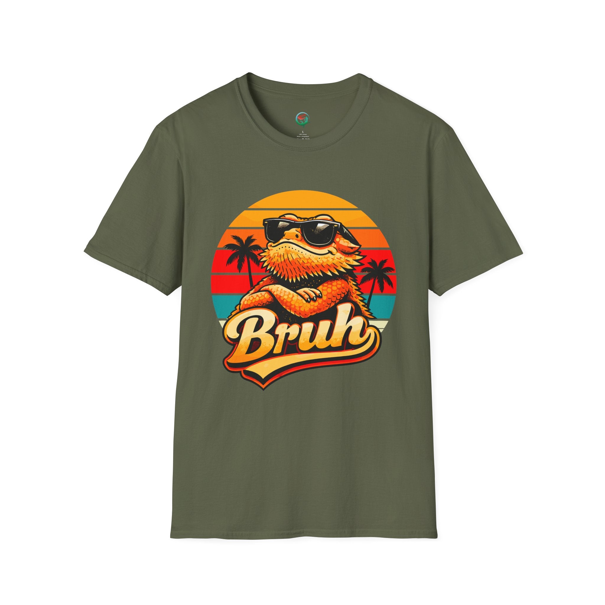 Bearded Dragon 'Bruh' Tee — Retro Sunset Lizard T-Shirt