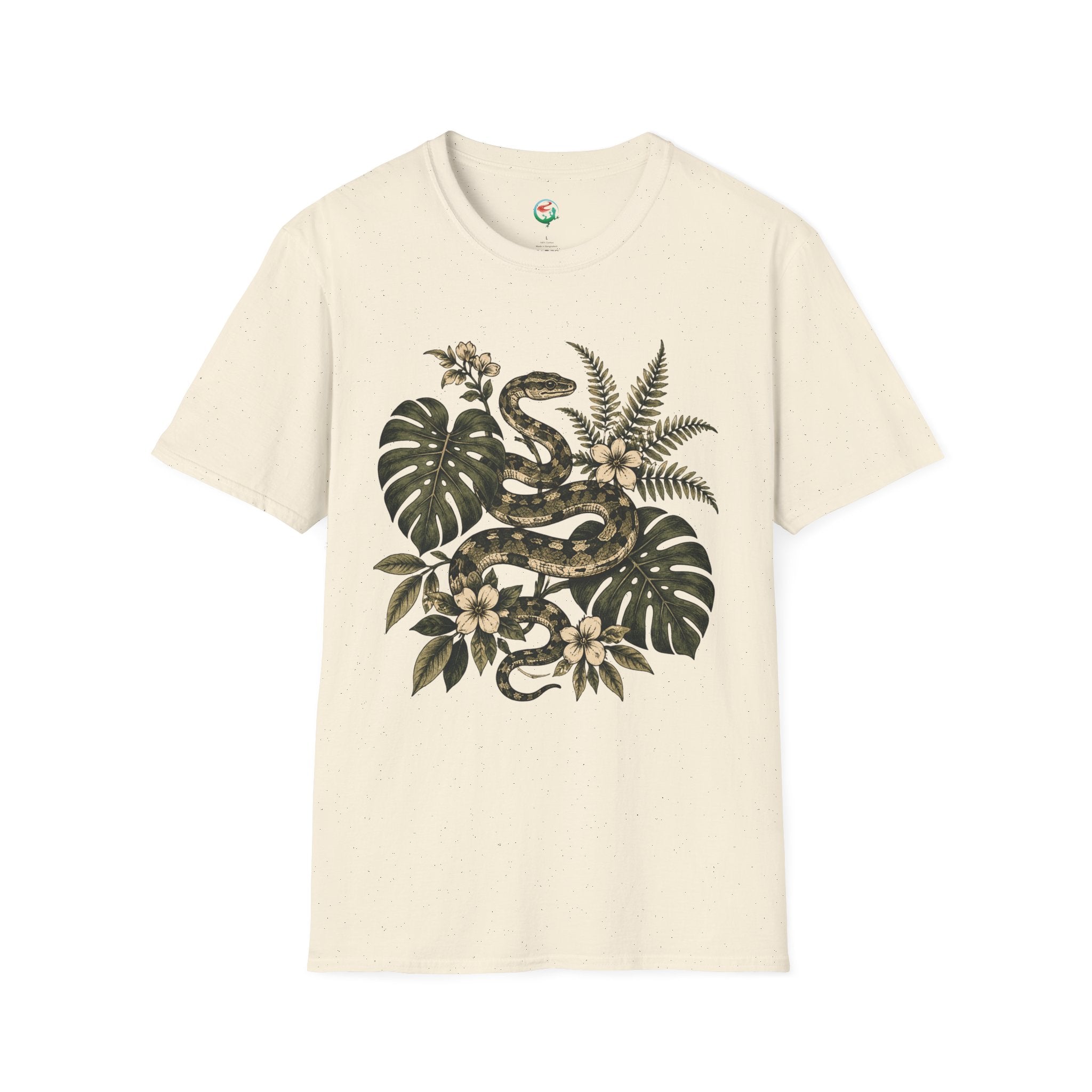 Botanical Snake Graphic T-Shirt | Vintage Floral Reptile Tee