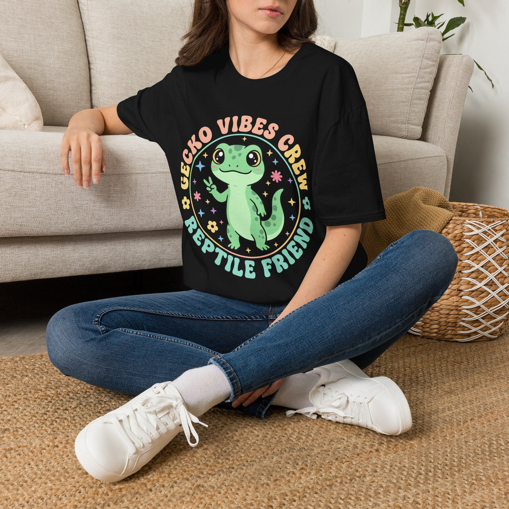 Gecko Vibes Crew T-Shirt — Cute Reptile Friend Graphic Tee
