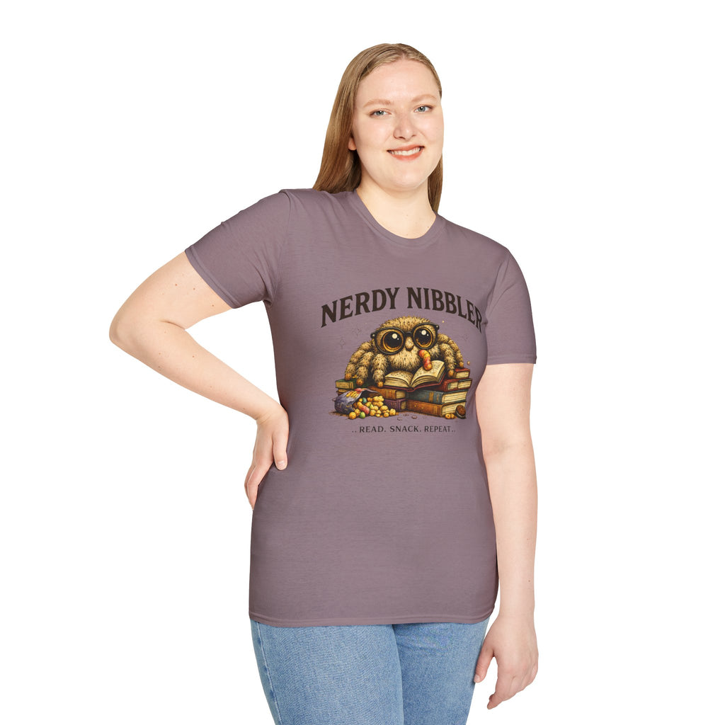 Nerdy Nibbler – Read. Snack. Repeat. Jumping Spider Graphic T-Shirt