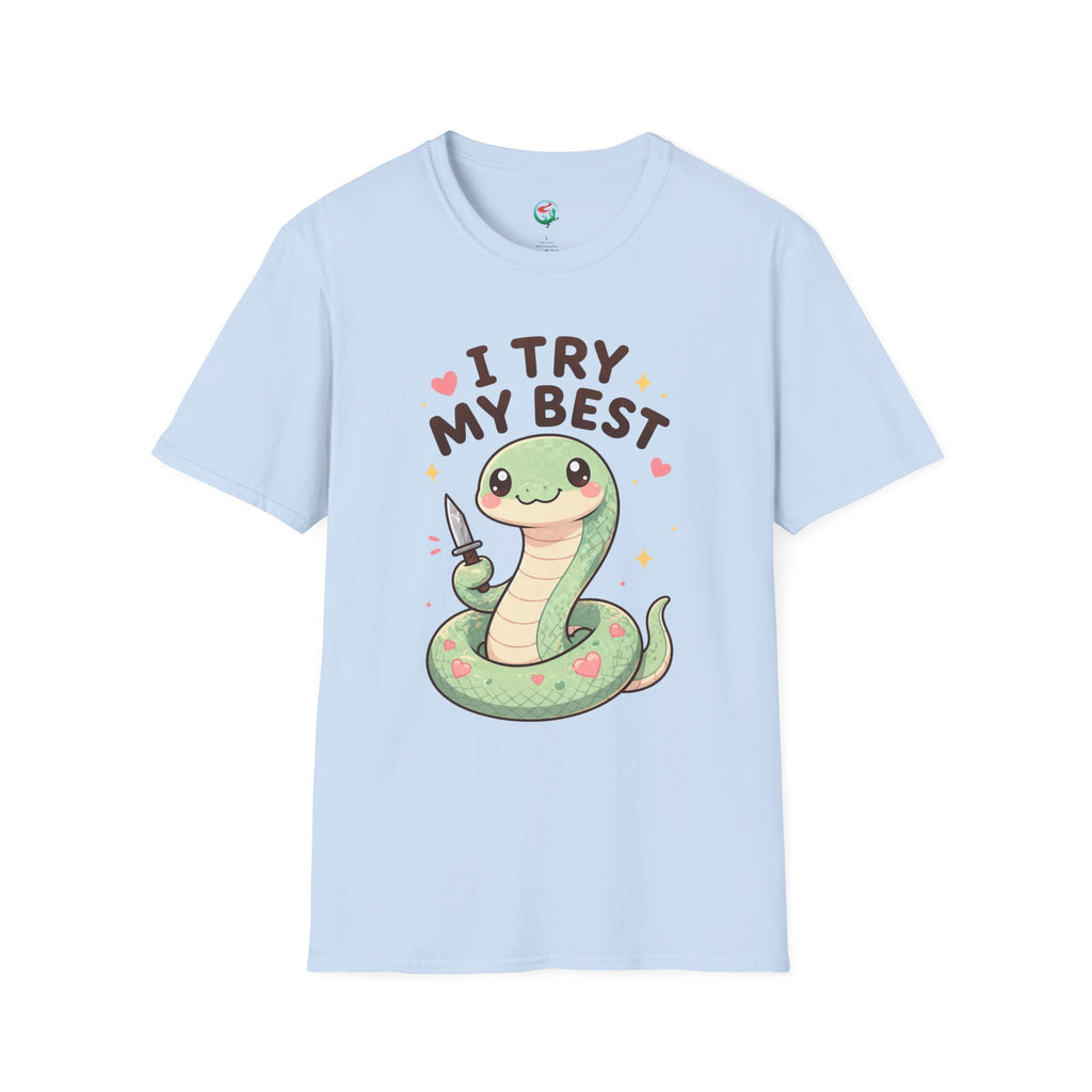 T-Shirt — Cute 'I Try My Best' Snake Graphic Tee