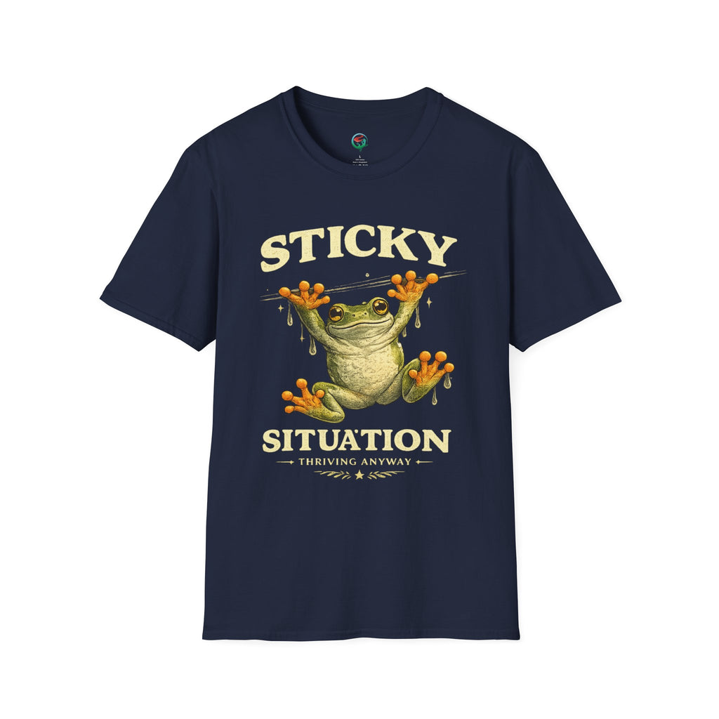 Sticky Situation – Thriving Anyway Frog Graphic T-Shirt