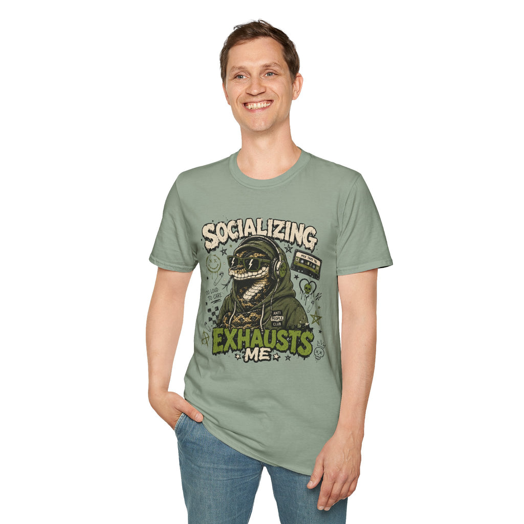 Socializing Exhausts Me T-Shirt — Funny Introvert Graphic Tee