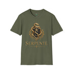 Serpente Crest T-Shirt — Gold Snake Shield Graphic
