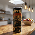 Reptile Over People 20oz Stainless Steel Tumbler — Retro Turtle Travel Mug