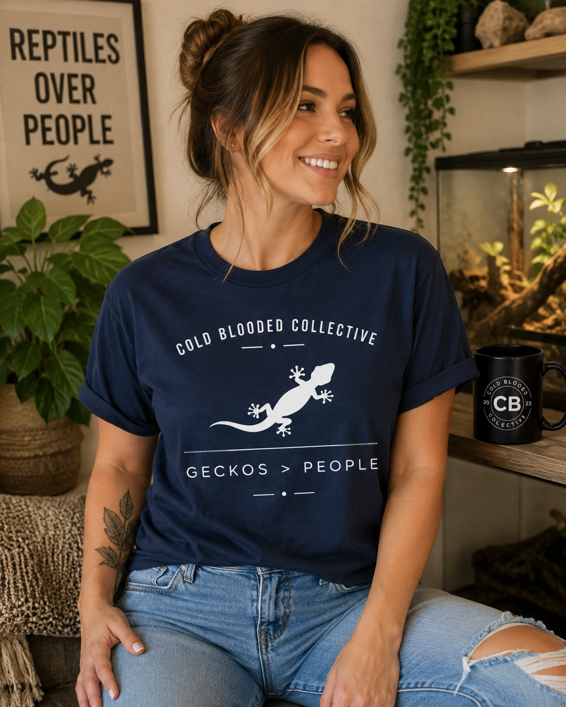 Gecko Over People Graphic T-Shirt — "Cold Blooded Collective" GeckoTee