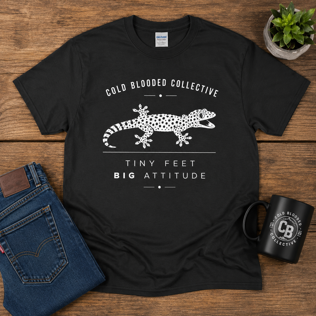 Tokay Gecko T-Shirt — "Cold Blooded Collective: Tiny Feet, Big Attitude"