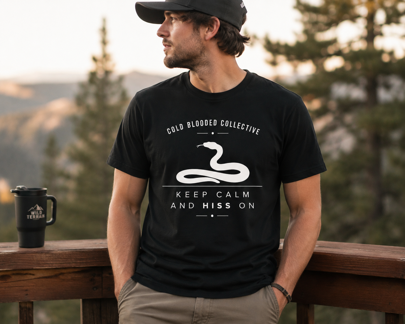 Cold Blooded Collective Snake T-Shirt — "Keep Calm and Hiss On" Graphic Tee