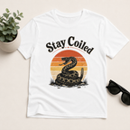 Stay Coiled Snake T-Shirt — Retro Vintage Sunset Graphic Tee
